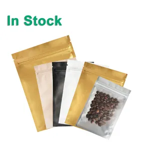 Small One Side Clear Black White Gold Pink Foil Laminated Resealable Ziplock Food Pouches Bags Packaging