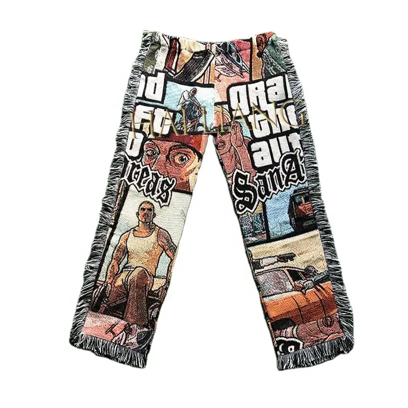 New Wholesale Street Wear Custom Tapestry Pants Plus Size Mens Rug Pants And Trousers Outdoor Fashion Woven Blanket Pants