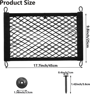 Lot de 2 filets de chargement Tenghui CW45 en maille PP pour <span class=keywords><strong>coffre</strong></span> de voiture/camion/SUV/bateaux, avec 8 vis de fixation et crochets (17,7x9,8 pouces) - Product Image 2