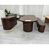 Table à manger extensible de luxe en bois, ronde à ovale, avec base à colonnes côtelées et rangement dissimulé, ensemble de meubles de cuisine modernes et minimalistes