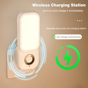 Luces Nocturnas Inteligentes con Sensor de Movimiento LED, Encendido/Apagado Automático por USB, Lámpara de Inducción del <span class=keywords><strong>Cuerpo</strong></span> <span class=keywords><strong>Humano</strong></span> con Estación de Carga Inalámbrica - Product Image 6