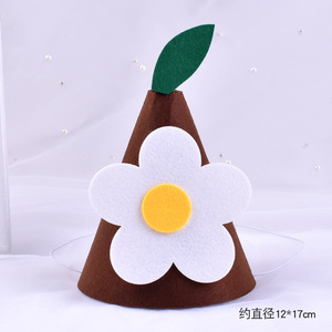 Cappello da festa in feltro di poliestere con piccoli fiori a margherita ispirati al design coreano, decorazione festiva per compleanno di bambini, accessori fotografici per il primo compleanno - Product Image 3