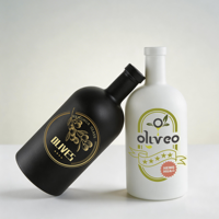 Bouteille en verre vide ronde noire mate et blanche pour huile d'olive 375ml 500ml 750ml, bouteille en verre pour huile d'olive extra vierge biologique avec bec verseur