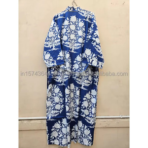Robe de nuit longue en coton style kimono, peignoir imprimé, tenue d'été à motif floral, maxi pour femme, style indien vintage, respirant - Product Image 6