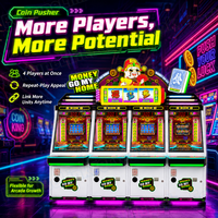 Machine de divertissement personnalisée OEM/ODM pour parcs d'attractions, construite comme un jeu d'arcade de type Coin Pusher, avec une qualité stable et un système d'alimentation en jetons.