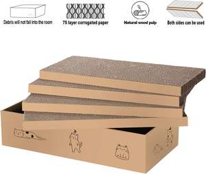 4-Pack Durable Recyclable Réversible <span class=keywords><strong>Cat</strong></span> Scratch Pad Box Carton Scratcher for Cats' Claws Grinding Play Paper Toys - Product Image 5