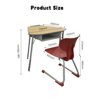 Bureaux d'école en forme de T pour étudiants, table d'étude en bois contreplaqué avec chaise, pour utilisation en classe de lycée, usage commercial