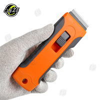 CLEZE DIY Grattoir de nettoyage de vitres de voiture en acier à long manche avec lame amovible pour l'élimination des autocollants de fenêtre