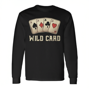 Camiseta de manga larga Wild Card para hombre, camisa informal con diseño de póquer - Product Image 3