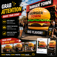 Moule à hamburger gonflable géant personnalisé, avec base en PVC imperméable, adapté aux restaurants de restauration rapide et aux festivals culinaires