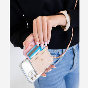 Stylish mobile phone lanyard, card holder, PU leather mobile phone <b>case</b>, card holder, mobile phone back sticker, card holder, - Product Image 2