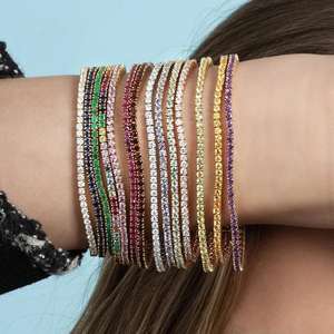 LOZRUNVE 925 Plata oro multicolor Arco Iris piedra CZ eternidad pulsera de tenis - Product Image 2