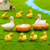 Mini figurines de canards et licornes 3D, jouets miniatures en résine, animaux de la famille, décorations de gâteaux DIY, accessoires féériques, ornements