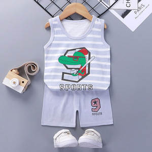 Vêtements d'été pour enfants, vente chaude 2021, ensemble de gilets sans manches, ensemble de sport en coton pour bébés garçons et filles, ensembles en coton pour enfants - Product Image 3