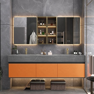 Mueble de <span class=keywords><strong>Baño</strong></span> con Lavabo Doble y Encimera Flotante de Pizarra Estilo Europeo, Gran Venta - Product Image 4