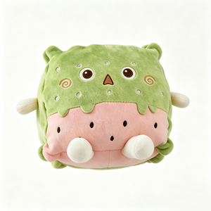 Peluche cube verte personnalisée, peluche melon matcha avec fermeture éclair latérale, peluche personnage alimentaire carré - Product Image 1