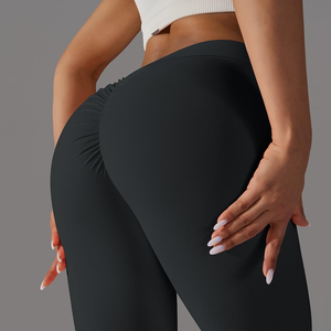 Nuevos Leggings de Moda con Cintura Alta <span class=keywords><strong>para</strong></span> Entrenamiento y Efecto Push-Up <span class=keywords><strong>para</strong></span> <span class=keywords><strong>Mujer</strong></span>, Pantalones de <span class=keywords><strong>Yoga</strong></span> <span class=keywords><strong>para</strong></span> Gimnasio con Corte en V en la Espalda y Trasero Fruncido con Cierre de Cintura Elástica - Product Image 4