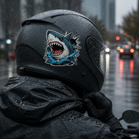 Autocollants personnalisés requin dessin animé, imperméables, autocollants en vinyle découpés, requin en colère, autocollant logo personnalisé pour casque et skateboard