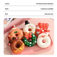 Nouveau jouet réaliste en forme de donut à rebond lent sur le thème de Noël, jouet à presser en PU et plastique avec éléments de Noël, vente en gros