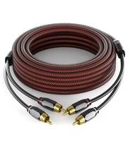 Câble audio pour voiture 2RCA entièrement blindé en cuivre pur plaqué or