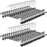 Bumodel Lot de 10 Cintres en Métal Robuste de 14 Pouces pour Pantalons et Jupes avec Pinces Antidérapantes Gain de Place pour Femmes, Hommes, Enfants, Bébés