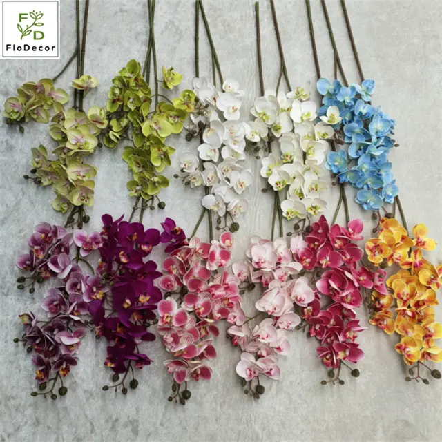 Orquídea borboleta artificial de 21 cabeças, alta qualidade, orquídea de seda real, toque, látex, revestido, flor decorativa