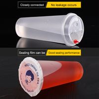 Gobelets en plastique PP transparent personnalisables Baida (diamètre 90 mm) avec impression de logo pour la restauration, le café, le thé, les jus, les smoothies