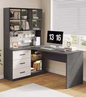 Bureau d'angle en L moderne et minimaliste avec panneau perforé, bureau informatique intégré avec étagère pour chambre, bureau à domicile, salle d'étude