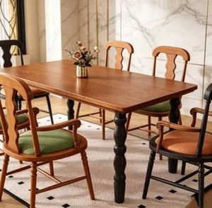 New Arrival Retro Solid Wood Dining <b>Table</b> Set with 6 Mismatched Upholstered Chairs for Home Kitchen Dining Room Furniture - Product Image 2