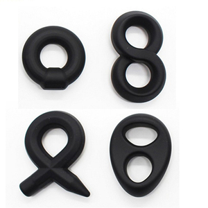 Anillo para Pene de Silicona con Doble Orificio, Color Negro, Accesorio Sexual Masculino para Estimulación y Retraso de la Eyaculación - Product Image 1