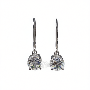 E1215 Orecchini in oro bianco con diamanti, taglio rotondo brillante, colore D, gioielli da sposa classici naturali da donna - Product Image 1
