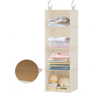Hanging Closet Organizer, 4-<b>Shelf</b> Closet Hanging <b>Storage</b> <b>Shelves</b>, Non-woven Fabric with Sturdy Metal Hooks for Clothes Organizer - Product Image 2