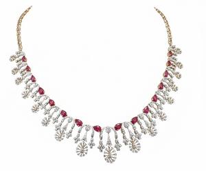 Elegant Ruby with Diamonds Glow Necklace Set Luxury Fine Jewelry High End Craftsmanship with Sparkling Ruby and Diamond Gems - Product Image 3