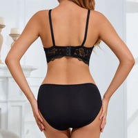Ensemble de lingerie transfrontalier Europe-Amérique, style été fin, soutien-gorge push-up demi-bonnet en dentelle avec armatures, conçu pour corriger l'excès de poitrine