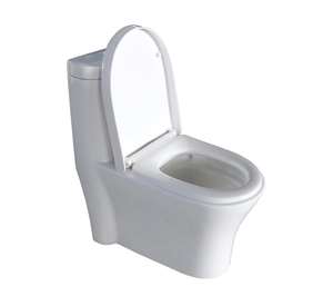 WC monobloc moderne en céramique à chasse siphonique allongée, double chasse, à poser au sol, pour salle de bain - Product Image 3