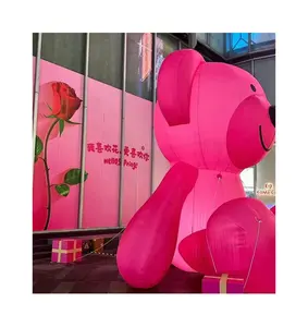 Lindo realista 3m de altura soporte inflable grande modelo de oso Rosa dibujos animados de oso inflable para tienda de juguetes