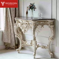 Table d'entrée en marbre de style rococo français, table sculptée en bois massif de style cour européenne, table de vue pour entrée de villa