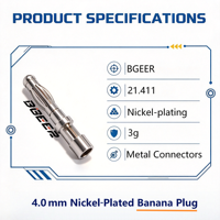 Connecteur mâle banane 4,0 mm, broche en laiton nickelé moulable à souder, accessoires jack banane pour câble de test