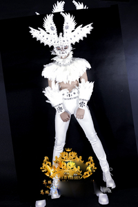 Aquila Re <span class=keywords><strong>Regina</strong></span> Stage Show <span class=keywords><strong>Costume</strong></span> Locale Notturno DS Piuma Bianca di Angelo GOGO degli uomini Squadra di Danza Costumi di prestazione di san valentino usura - Product Image 6