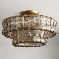 Plafonnier LED moderne avec verre fumé rond Lumière intérieure décorative pour salon Alimentation CA avec base en métal