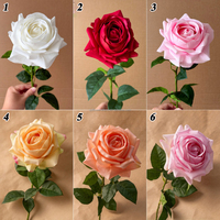 Meistverkaufte Große Realistische Rosen in Weiß und Rot mit Langem Stiel, Künstliche Blumen für Heim- und Hochzeitsdekoration