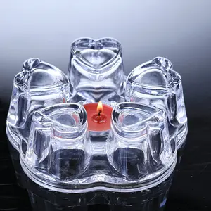 Glass Heart Shaped Tea Warmer Heat Resistant Glass Teapot Warmer Glass Candle Plate