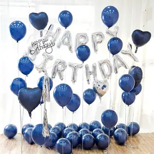 Kit de guirnalda de globos de látex azul marino, con globos transparentes, para boda, Baby Shower, decoraciones para fiesta de cumpleaños