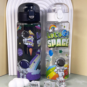 Nouvelles Bouteilles d'Eau en Plastique sans BPA, Créatives et Mignonnes pour Enfants, avec Paille, Design Original pour Maison, École, Camping, Isolation Thermique et Logo Personnalisable - Product Image 5