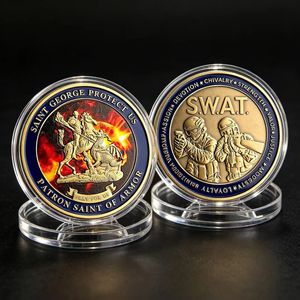Moneta Commemorativa in Metallo Placcato della Sfida SWAT di San Giorgio, Santo Patrono dell'Armatura, della Legge, della Devozione, del Cavaliere, del Coraggio, Souvenir da Collezione - Product Image 4