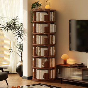 Libreria Girevole Multifunzionale in Legno Massello per Libri Illustrati per Bambini, Salvaspazio, da Terra, Rotazione a 360 Gradi - Product Image 1