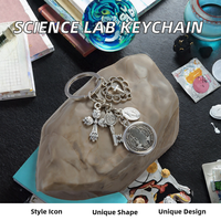 Porte-clés religieux en alliage d'argent avec pendentif croix médaille, pour sac et téléphone