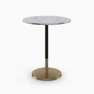 Mesa prefabricada de mármol de alta calidad, base de acero inoxidable, pata de <span class=keywords><strong>metal</strong></span> dorado, piedra de mármol, comedor, barra de café, mesa alta - Product Image 3