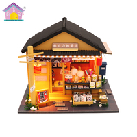 Usine de Guangzhou Hongda M914 Souvenirs d'automne Miniatures de magasin d'alimentation Maison de poupée en bois Kit de maison de poupée à faire soi-même