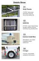 Remorque de sécurité solaire mobile avec mât télescopique, tour de surveillance hors réseau pour chantier avec haut-parleur à klaxon